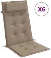 vidaXL Hochlehnerauflage, Gartenstuhl Auflagen 6 Stk. Taupe Oxford-Gewebe