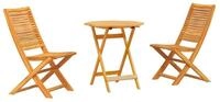 vidaXL Gartenlounge-Set Klapp Bistro Set 3 pcs Braun Massivholz, (3-tlg)