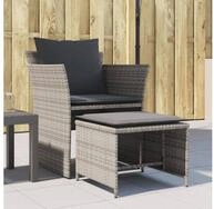 vidaXL Gartenstuhl, Gartenstuhl mit Fu&szlig;hocker Grau Poly Rattan