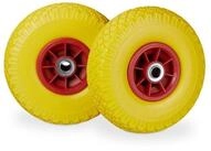 relaxdays Sackkarren-Rad Sackkarrenrad PU 3.00-4 2er Set (2 St), Gelb-Rot