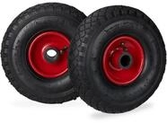 relaxdays Sackkarren-Rad 2er Set Sackkarrenrad 3.00-4 Stahlfelge, Schwarz-Rot