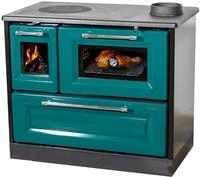 Hosseven Kaminofen mit Backfach und Herdplatte 4012 Gr&uuml;n Holzofen 8 kW Holz Ofen,