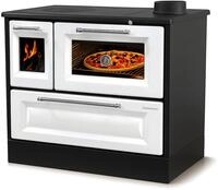 Hosseven Kaminofen mit Backfach und Herdplatte 4012 Wei&szlig; Holzofen 8 kW Holz...