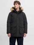 Parka JACK & JONES "JJCAMP FAUX FUR PARKA BF", Herren, Gr. L, schwarz, Web,