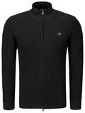 Gant Strickjacke Micro Textured Cotton Zip Herren Sweatjacke, Feinstrickjacke,