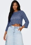 Rundhalspullover ONLY "ONLNOLA LIFE 3/4 PULLOVER KNT NOOS", Damen, Gr. XS, blau