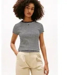 Tommy Jeans Kurzarmshirt TJW ESSENTIAL RIB SHORT SLEEVE EXT Baumwollmischung in