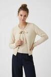 Strickjacke ONLY "ONLJESSIE LS ONE STRING CARDIGA KNT", Damen, Gr. S, beige (pumice