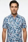 OLYMP Kurzarmhemd LUXOR Blume-Alloverpint, Businesshemd, modern fit