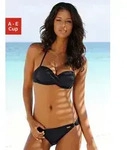 LASCANA B&uuml;gel-Bandeau-Bikini-Top Italy, mit seitlichen St&auml;bchen schwarz 38
