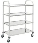 vidaXL K&uuml;chenwagen 4-Stufiger Servierwagen 107 x 55 x 125 cm Edelstahl