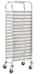 vidaXL K&uuml;chenwagen Tablettwagen f&uuml;r 16 Tabletts 38x55x163 cm Edelstahl