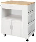 COSTWAY K&uuml;chenwagen, mit Arbeitsplatte, 3 Gew&uuml;rzregalen & Schublade, rollbar