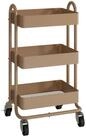 en.casa K&uuml;chenwagen, &raquo;Pyh&auml;nt&auml;&laquo; Stahl mit 3 Ebenen Hellbraun braun 46 cm x...