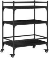 vidaXL K&uuml;chenwagen, Servierwagen Schwarz 65x40x86,5 cm Holzwerkstoff
