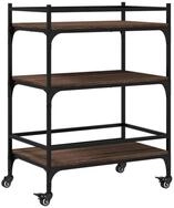 vidaXL K&uuml;chenwagen, Servierwagen Braun Eichen-Optik 65x40x86,5 cm Holzwerkstoff