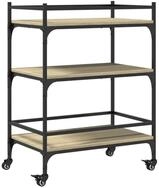 vidaXL K&uuml;chenwagen, Servierwagen Sonoma-Eiche 65x40x86,5 cm Holzwerkstoff
