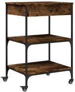 vidaXL K&uuml;chenwagen, Servierwagen R&auml;uchereiche 60x48x89,5 cm Holzwerkstoff