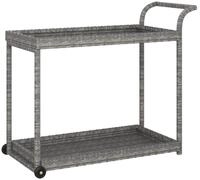 vidaXL K&uuml;chenwagen Barwagen Grau 100x45x83 cm Poly Rattan