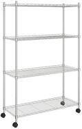 vidaXL Regal, Lagerregal mit 4 B&ouml;den und Rollen 90x35x142 cm Chrome 200 kg