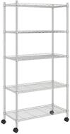 vidaXL Regal, Lagerregal mit 5 B&ouml;den und Rollen 75x35x155 cm Chrom 250 kg