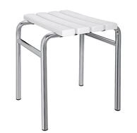 BRILLANTBAD&reg; Duschhocker BELP Hocker Edelstahl poliert Kunststoff Wei&szlig; Bad &...