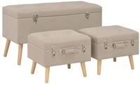 vidaXL Sitzbank Hocker mit Stauraum 3 Stk. Beige Stoff