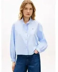 Tommy Hilfiger Langarmbluse OXFORD CROP RUFFLE LS SHIRT mit R&uuml;schen-Details,...