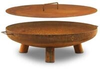 BBQ-Toro Feuerschale Feuerschale &Oslash; 80 cm mit Deckel, Rostoptik, Outdoor Dreibein
