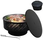 relaxdays Feuerschale mit Deckel und Grill