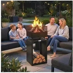 Outsunny Feuerschale mit Holzlager, Kohlegitter, verstellbaren F&uuml;&szlig;en,...