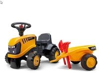 Falk Toys Trettraktor Falk F215C JCB Baby-Aufsitztraktor mit Anh&auml;nger, Harke &