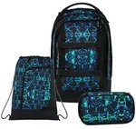 Satch Schulranzen Schulrucksack-Set PACK Caleido Blue 3-teilig (3-teilig),
