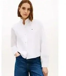 Tommy Hilfiger Langarmbluse OXFORD CROP RUFFLE LS SHIRT mit R&uuml;schen-Details,...