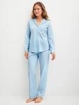 Schlafanzug CALIDA "Lovely Nights", Damen, Gr. L (48/50), blau (cascade blau), Single