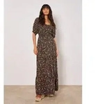 Apricot Maxikleid Gebl&uuml;mtes Paisley-Maxikleid mit elastischen Details schwarz XS