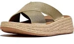 Fitflop F-Mode Espadrille Leather Flatform Cross Slides Sandale braun 36 EU