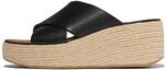 Pantolette FITFLOP "PLATFFORMS ESPADRILLE LEATHER WEDGE CROSS SLIDES", Damen, Gr. 37,