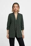 Blusenblazer PIECES "PCBOSELLA 3/4 PRINTED BLAZER NOOS", Damen, Gr. XS, gr&uuml;n (duffel