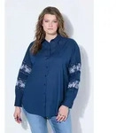 Studio Untold Hemdbluse Hemdbluse oversized Spitze am Langarm blau 42/44