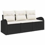 vidaXL Gartenlounge-Set Gartensofa-set Schwarz Poly-Rattan, (3-tlg)