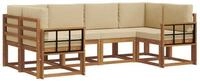 vidaXL Gartenlounge-Set Outdoor-Sofagarnitur mit Kissen 6 pcs Natur und Beige,