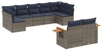 vidaXL Gartenlounge-Set 9-tlg. Garten-Sofagarnitur mit Kissen Grau Poly Rattan,