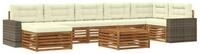 vidaXL Gartenlounge-Set Outdoor-Sofagarnitur mit Kissen 8 pcs Natur und Creme,