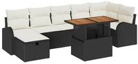 vidaXL Gartenlounge-Set Garten-Sofa-Set 8 pcs Schwarz Poly-Rattan, (8-tlg)