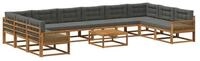 vidaXL Gartenlounge-Set Outdoor-Sofagarnitur mit Kissen 11 pcs Natur und...