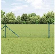 vidaXL Zaunpfosten, Zaunpfosten Gr&uuml;n 50 x 0,5 m (19 x 19 mm Netz) Stahl und PVC
