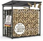 LAWA Living and Lifestyle Kaminholzregal Metall 1m tief mit Dach Garten Brennholz