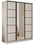 Masseno Schwebet&uuml;renschrank PINA 160 cm Kleiderschrank mit Spiegel 3 T&uuml;ren Kaschmir