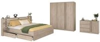 Parisot Komplettschlafzimmer Escale in Japanische Eiche mit 140er Doppelbett,